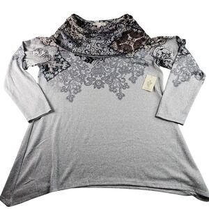 Cactus‎ Pearl WT Cowl Neck Sweater Womens Grey XL Long Sleeve